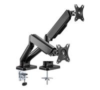 Techly 362138 - Soporte de escritorio para monitor doble de 17-32" con muelle de gas negro