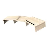 Soporte doble para pantalla de computadora, soporte de madera para escritorio, 3 estantes, organizadores de escritorio, ángulos de longitud ajustables