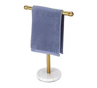Soporte Dorado para Toallas de Mano con Base de mármol Pesado, toallero en Forma de T, Independiente para encimera de tocador de baño, Acero Inoxidable 304 (Dorado)