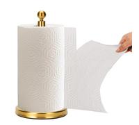 Soporte dorado para toallas de papel para encimera, soporte para rollo de toallas de papel para cocina y baño, con base pesada para operación con una sola mano (base de acero inoxidable, dorado)