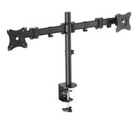Soporte dual universal de monitor con sujeción por agarre, Soporte de monitor negro, Abrazadera, 8 kg, 38,1 cm (15"), 68,6 cm (27"), 100 x 100 mm, Negro