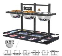 Soporte elevado para cuencos para perros medianos/grandes con comedero lento y alfombrilla, altura ajustable de 3.9 pulgadas, 5.5 pulgadas, 7.1 pies, 8.7 pulgadas, 10.2 pulgadas, 11.8 pulgadas, 55