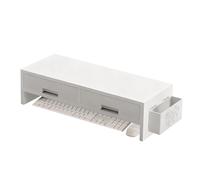 Soporte elevado para monitor de ordenador, organizador ergonómico con doble cajón - soporte de escritorio para monitor - para oficina en casa, sala de estudio, dormitorio, habitación, oficina, Am