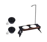 Soporte elevado para perros, soporte para cuencos para perros, soporte portátil para perros alto con estante para lámparas, platos de viaje para coche, show montaña, viajes al aire libre, gatos