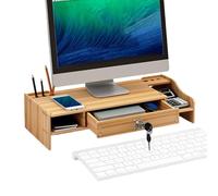 Soporte Elevador De Monitor | Estante Organizador Escritorio Madera Con Cajón,Soporte Organizador Para Ordenador,Para Portátil PC TV Pantalla Bolígrafo Hogar Residencia Hotel Restaurante Apartamento D