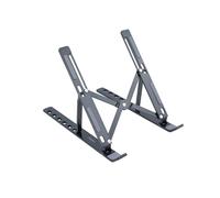 TooQ TQLRS0035-AL-G - Soporte Elevador para Portátiles, Tablets, Móviles y Libros, Aleación de Aluminio, Plegable y con 7 Niveles de Regulación, Válido para portátiles de 11”-15”, Color Gris Oscuro