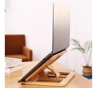 Soporte elevador plegable de bambú para portátil, soporte ajustable en 4 ángulos y soporte refrigerado para MacBook/tableta, color beige -