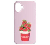 Soporte Emocional Fresas Lindo Kawaii Fruta Taza Carcasa para iPhone 16 Plus