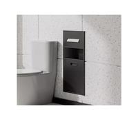 Soporte empotrado de acero inoxidable para ducha y papel higiénico, estante de almacenamiento de pared para baño, cocina, sala de estar, hotel, 50 x 20 x 14 cm, albaricoque, 65 x 30 x 14 cm, negro