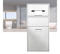 Soporte empotrado para inodoro con almacenamiento y cubo de basura integrado, estante de acero inoxidable 304 para baño y cocina, diseño de ahorro de espacio (blanco, 300 x 660 x 140 mm)