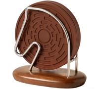 Soporte en forma de caballo, organizador de silicona resistente al calor antideslizante para mesa de cocina, capacidad para 4 posavasos
