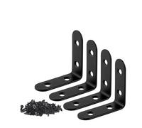Soporte en L de 6-20 piezas, soporte de esquina en ángulo recto, junta de acero inoxidable de 2X2 pulgadas en ángulo recto, estante de soporte negro con tornillos(20pcs-80screws)
