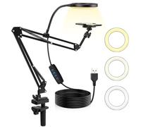 Soporte En Voladizo para TeléFono MóVil con Ring Light, Brazo De SujecióN De Sobremesa Flexible para Luz De Relleno, CáMara, MicróFono (26cm)