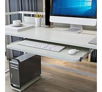Soporte ergonómico para teclado debajo del escritorio y bandeja deslizante, cajón ajustable para teclado para oficina en casa, capacidad de carga de 22 kg, diseño que ahorra espacio, color blanco