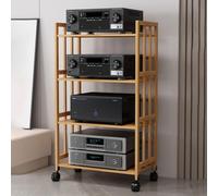 Soporte esquinero ajustable para TV, estante HiFi y torre de CD de madera, 32 pulgadas de ancho x 48.4 pulgadas de alto, para cine en casa y centro de entretenimiento