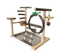 Soporte estable para entrenamiento de loros para mascotas, soporte de entrenamiento para pájaros, jaula de pájaros con tazas de alimentación, juguete de madera