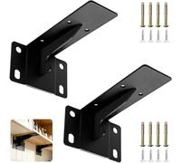 Soporte Estantería Pared Escuadras Metálicas Negras Carga Pesada 100kg, Soportes Estantes Triangulares con Ganchos, Escuadra Balda Flotante Base Corta Invisible, 2 Uds