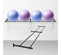 Soporte Esterilla Yoga Soporte de Pared Ajustable con Soporte para Pelota de Yoga de Estabilidad, El Soporte de Ejercicios de Metal Sostiene Pelotas de Diferentes Tamaños, Almacenamiento de Pelotas(L2