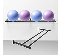 Soporte Esterilla Yoga Soporte de Pared Ajustable con Soporte para Pelota de Yoga de Estabilidad, El Soporte de Ejercicios de Metal Sostiene Pelotas de Diferentes Tamaños, Almacenamiento de Pelotas(L1