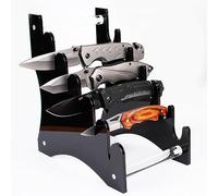 Soporte Exhibidor para Cuchillos en Acrílico Negro - 6 Niveles para Navajas, Cuchillos Plegables, EDC y Dagas - Ranuras en U para Hogar, Comercio o Vitrina（1 juego）