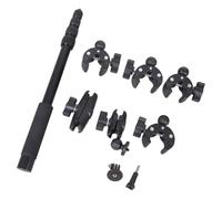 Soporte extensible de doble abrazadera para cámara de ciclismo y motocicleta con brazo giratorio de 360 grados y almohadilla de goma antivibraciones, barra extensible para cámaras de acción