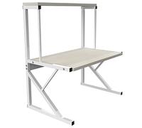 Soporte extensible para horno de microondas de carga pesada, soporte para microondas de 2 niveles, soporte para estante de cocina con 3 ganchos, longitud expansible: 40-65 cm (65 x 54 x 30 cm, arce