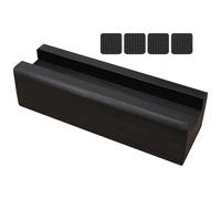 Soporte Fijo para Espejo Negro Antideslizante de Madera Maciza | Base Pieza, Ranura de 3,5cm y Hueco de 2cm, 4 Almohadillas Adhesivas