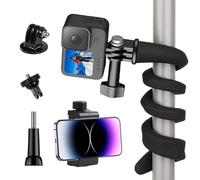 Soporte flexible para cámara de cuello de cisne compatible con GoPro Hero 11/10/9/8/7/Insta360 X3/X2 y más cámaras de acción, soporte de cámara giratoria sin herramientas, negro, 16.5 pulgadas