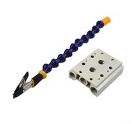 Soporte flexible para soldador con base de aleación de aluminio para soldadura PCB, clips de acero inoxidable con protección de goma, ángulo ajustable (A)