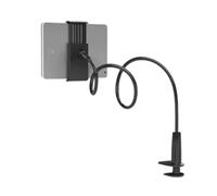 Soporte flexible para tablet con brazo articulado, ideal para usar en la cama, con clips dobles para una sujeción segura del dispositivo y un ajuste
