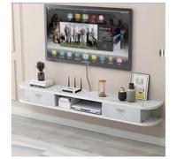 Soporte flotante de madera para TV, consola multimedia montada en la pared con 2 cajones de almacenamiento, estante de entretenimiento debajo de la TV para sala de estar y dormitorio