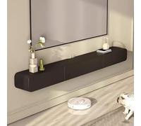 Soporte flotante de pared para TV de 47/62/70/78/94 pulgadas con puertas de almacenamiento y 2 cajones para sala de estar/dormitorio, elegante diseño negro, solución para ahorrar espacio