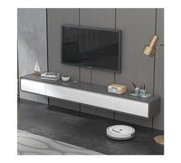 Soporte flotante para TV con 2 cajones, consola multimedia moderna montada en la pared para apartamentos pequeños, armario de almacenamiento para debajo de la TV (140 cm, blanco/gris)