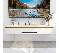 Soporte flotante para TV con gestión de cables ocultos y estantes de almacenamiento, moderna consola multimedia montada en la pared para dormitorio y sala de estar