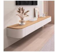 Soporte flotante para TV, consola multimedia de entretenimiento con estante montado en la pared y caja de almacenamiento, color blanco, 180 cm