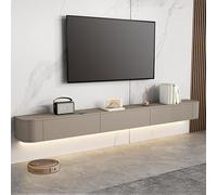 Soporte flotante para TV, consola multimedia montada en la pared con puertas de almacenamiento, armario grande y contemporáneo para sala de estar y dormitorio, color caqui, 260 cm, elegante solución