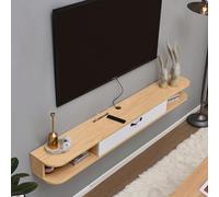 Soporte flotante para TV - Moderna consola multimedia montada en la pared con puertas abatibles para sala de estar, elegante solución que ahorra espacio