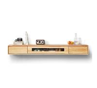Soporte flotante para TV montado en la pared, centro de entretenimiento con estantes de almacenamiento para sala de estar (140 cm, negro)
