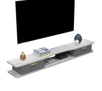 Soporte flotante para TV montado en la pared con 2 puertas, elegante gabinete de consola multimedia para sala de estar y dormitorio, diseño moderno Space-Sing, solución de entretenimiento en el hogar