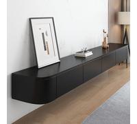 Soporte flotante para TV montado en la pared con 2 puertas y cajón, estantes flotantes elegantes para sala de estar, dormitorio, comedor, diseño moderno Schwarz, 120 x 24 x 20 cm