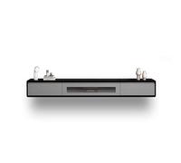 Soporte flotante para TV montado en la pared con puerta y cajón de cristal, consola multimedia de 140 cm para sala de estar, dormitorio, oficina, diseño de madera maciza para un almacenamiento