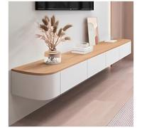 Soporte flotante para TV montado en la pared con puerta y cajón, gran almacenamiento, consola de medios de entretenimiento, estantes flotantes, banco de TV para sala de estar y oficina, diseño moderno