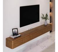 Soporte flotante para TV montado en la pared, consola multimedia, color nogal, color negro, moderno, mueble para sala de estar, soporte de TV, 228 x 24 x 18 cm, elegante solución de decoración del