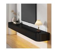 Soporte flotante para TV móvil con cajones y puertas abatibles para almacenamiento, se adapta a varios tamaños de TV, negro, 160 cm, centro de entretenimiento elegante y funcional