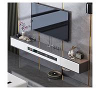 Soporte flotante para TV, mueble para TV montado en la pared, consola multimedia de entretenimiento, estantes flotantes con puerta, para cobertizo de almacenamiento debajo del televisor (D 140 cm)