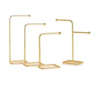 Soporte for aretes dorados de 4 piezas y estante for llaveros, juego exhibición joyas hierro forjado en gancho doble pequeño, mediano grande