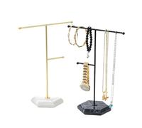 Soporte for collares, barra en T de metal chapado, torre almacenamiento joyas escritorio for colgar colgantes, aretes, pulseras, anillos Para collares, pulseras(Black)