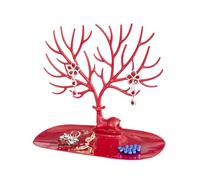 Soporte for collares, colgador de plástico con forma árbol, exhibidor joyas, organizador, herramientas for exhibir anillos(2PCS Red)