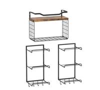 Soporte for esterilla de Yoga 6 niveles, estantes flotantes montaje en pared, estante almacenamiento, accesorios gimnasio casa con ganchos for colgar