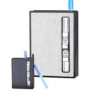 Soporte for pitilleras con encendedor incorporado, caja con dispositivo de encendido a prueba de viento, paquete de cigarrillos con expulsión automática (hasta 10)(Silver)